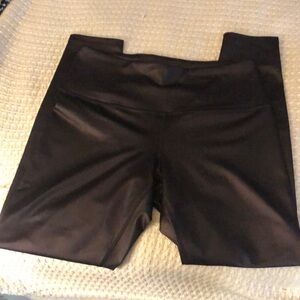 Fila Shiny Metallic Leggings dark burgundy ruan wine large 7/8 high rise shimmer